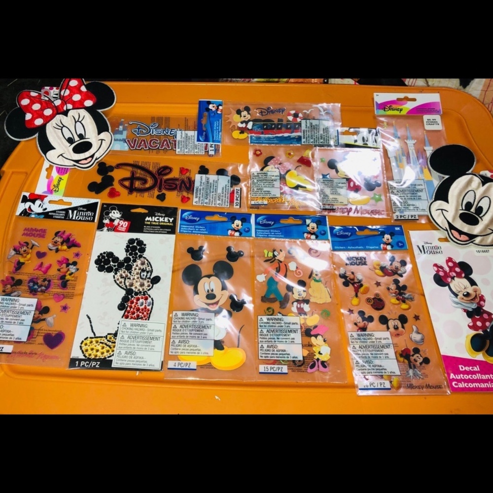 Large Lot of Disney Mickey and Minnie Stickers/Iron ons,etc